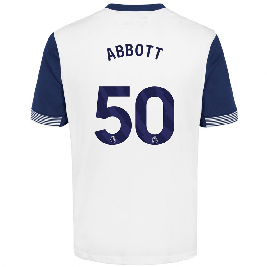 Enfant Football Maillot George Abbott #50 Blanc Bleu Tenues Domicile 2024/25