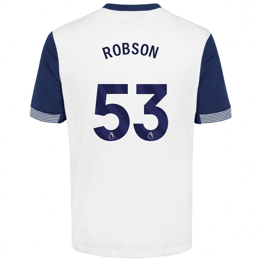 Enfant Football Maillot Max Robson #53 Blanc Bleu Tenues Domicile 2024/25