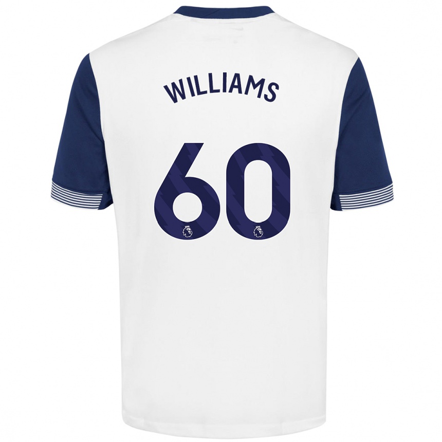 Enfant Football Maillot Jaden Williams #60 Blanc Bleu Tenues Domicile 2024/25