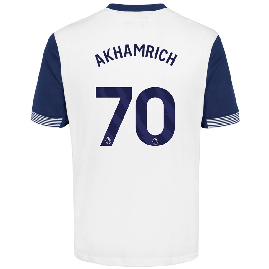 Enfant Football Maillot Yusuf Akhamrich #70 Blanc Bleu Tenues Domicile 2024/25