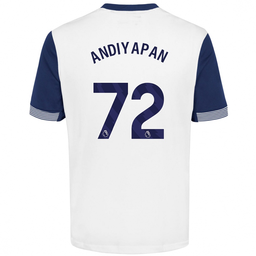 Enfant Football Maillot William Andiyapan #72 Blanc Bleu Tenues Domicile 2024/25