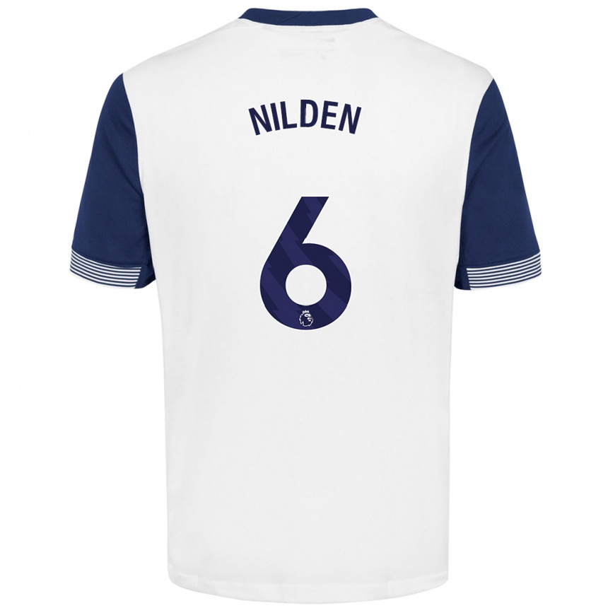 Enfant Football Maillot Amanda Nildén #6 Blanc Bleu Tenues Domicile 2024/25