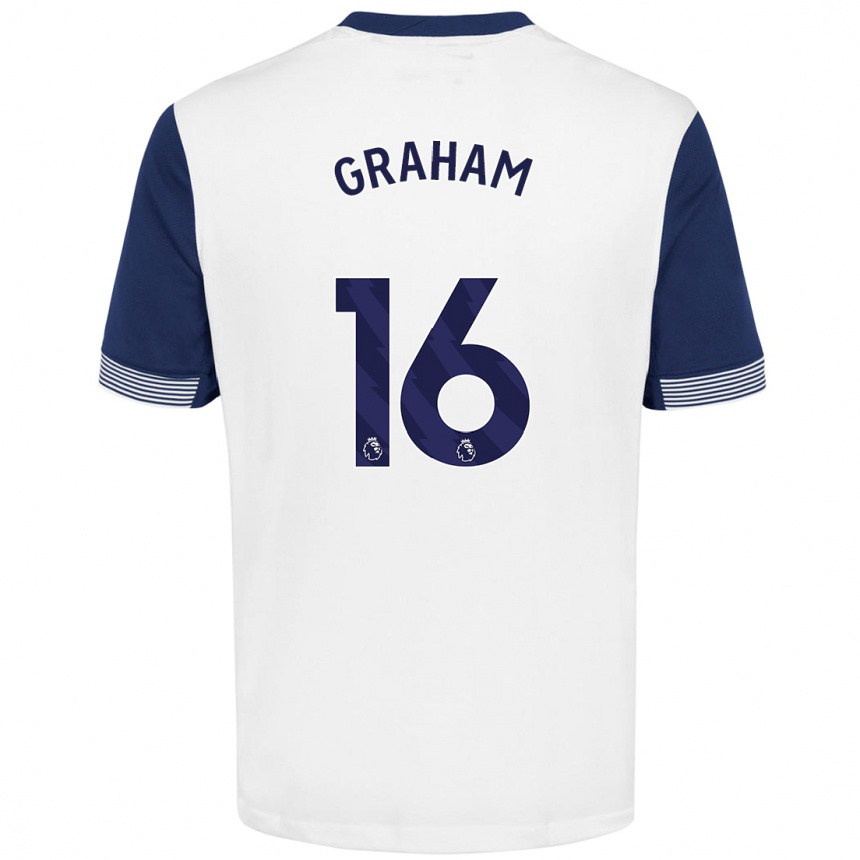 Enfant Football Maillot Kit Graham #16 Blanc Bleu Tenues Domicile 2024/25