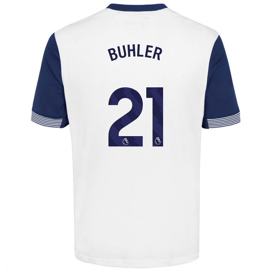 Enfant Football Maillot Luana Bühler #21 Blanc Bleu Tenues Domicile 2024/25