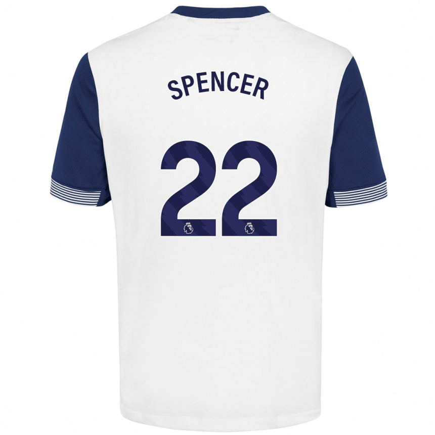 Enfant Football Maillot Rebecca Spencer #22 Blanc Bleu Tenues Domicile 2024/25