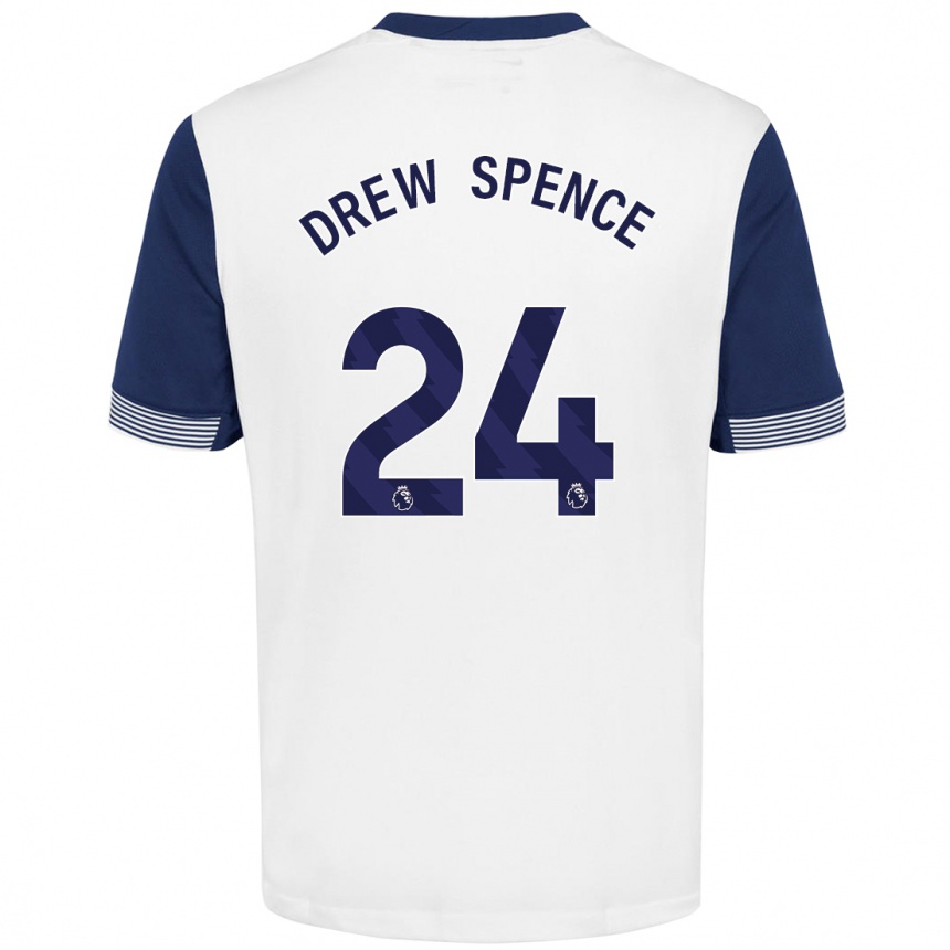 Enfant Football Maillot Drew Spence #24 Blanc Bleu Tenues Domicile 2024/25