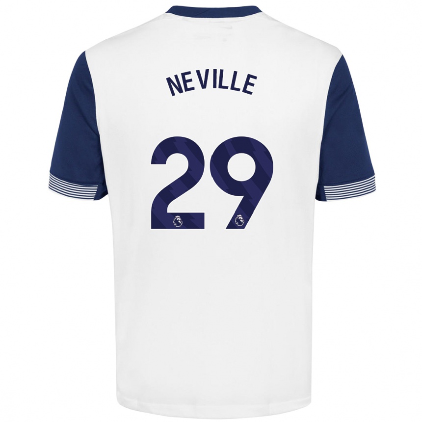 Enfant Football Maillot Ashleigh Neville #29 Blanc Bleu Tenues Domicile 2024/25