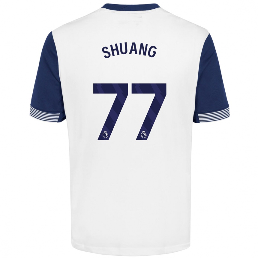 Enfant Football Maillot Wang Shuang #77 Blanc Bleu Tenues Domicile 2024/25