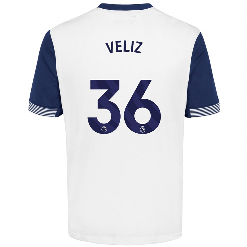 Enfant Football Maillot Alejo Véliz #36 Blanc Bleu Tenues Domicile 2024/25