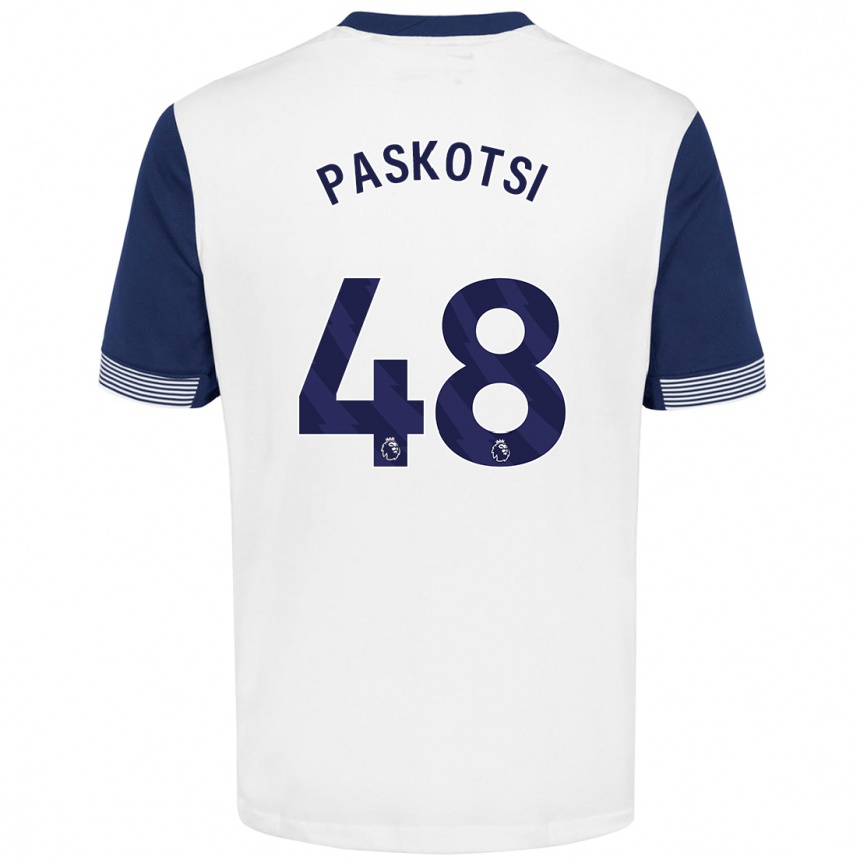 Enfant Football Maillot Maksim Paskotsi #48 Blanc Bleu Tenues Domicile 2024/25