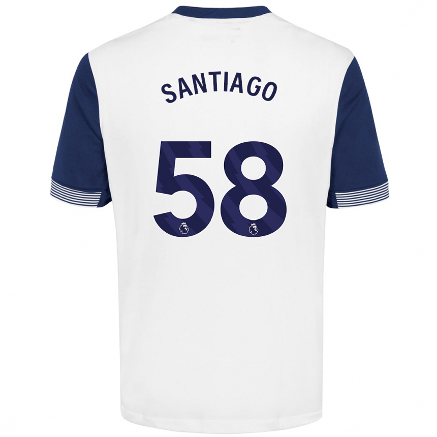 Enfant Football Maillot Yago Santiago #58 Blanc Bleu Tenues Domicile 2024/25