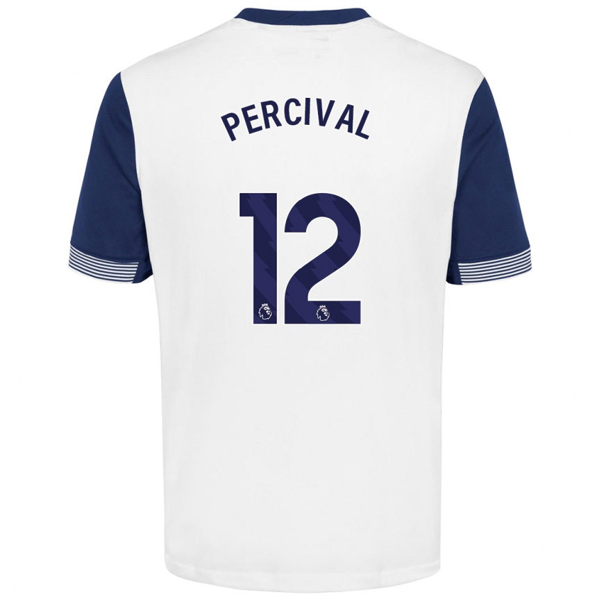 Enfant Football Maillot Ria Percival #12 Blanc Bleu Tenues Domicile 2024/25