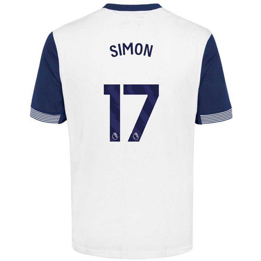 Enfant Football Maillot Kyah Simon #17 Blanc Bleu Tenues Domicile 2024/25