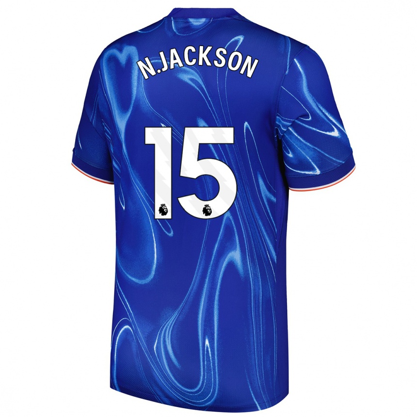 Enfant Football Maillot Nicolas Jackson #15 Bleu Blanc Tenues Domicile 2024/25