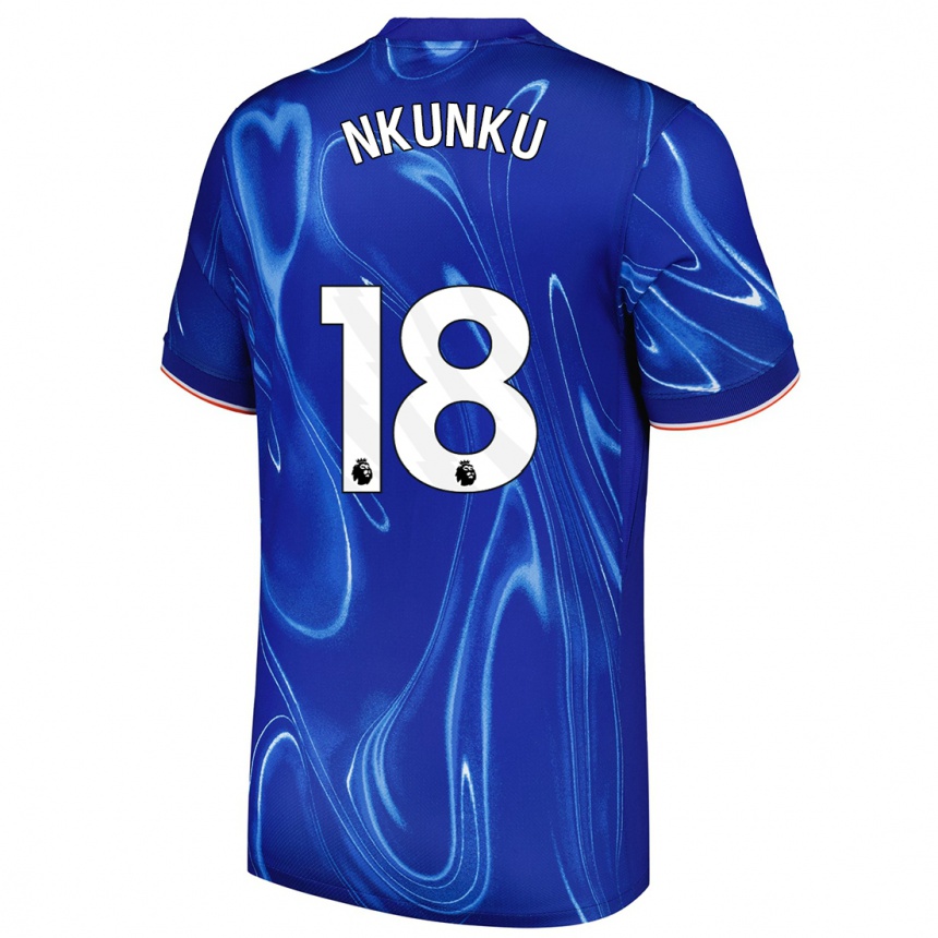 Enfant Football Maillot Christopher Nkunku #18 Bleu Blanc Tenues Domicile 2024/25