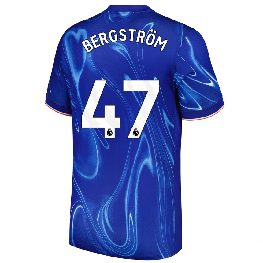 Enfant Football Maillot Lucas Bergström #47 Bleu Blanc Tenues Domicile 2024/25