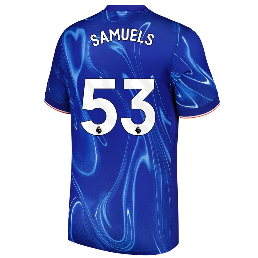 Enfant Football Maillot Ishé Samuels-Smith #53 Bleu Blanc Tenues Domicile 2024/25