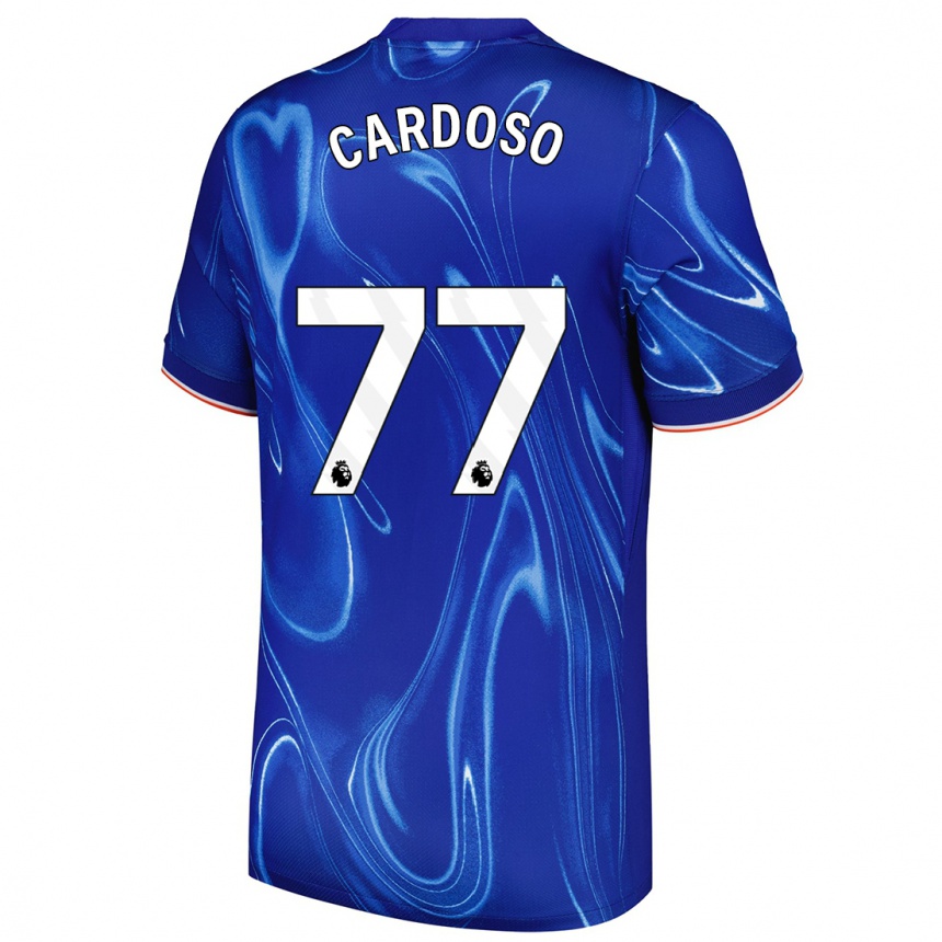 Enfant Football Maillot Leo Cardoso #77 Bleu Blanc Tenues Domicile 2024/25