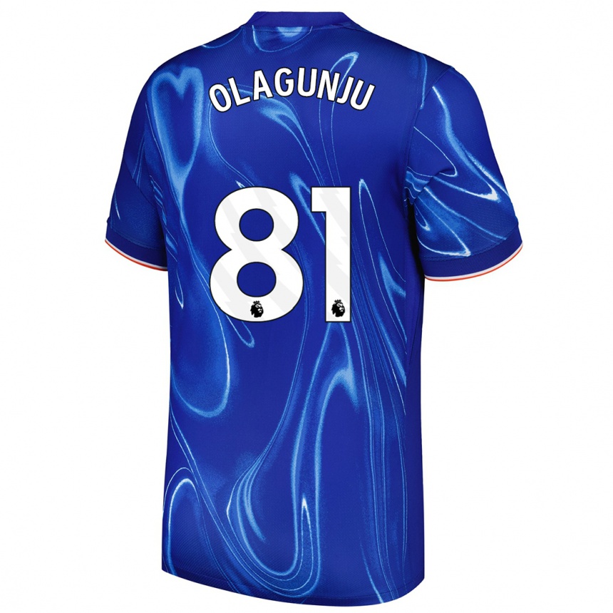 Enfant Football Maillot Saheed Olagunju #81 Bleu Blanc Tenues Domicile 2024/25