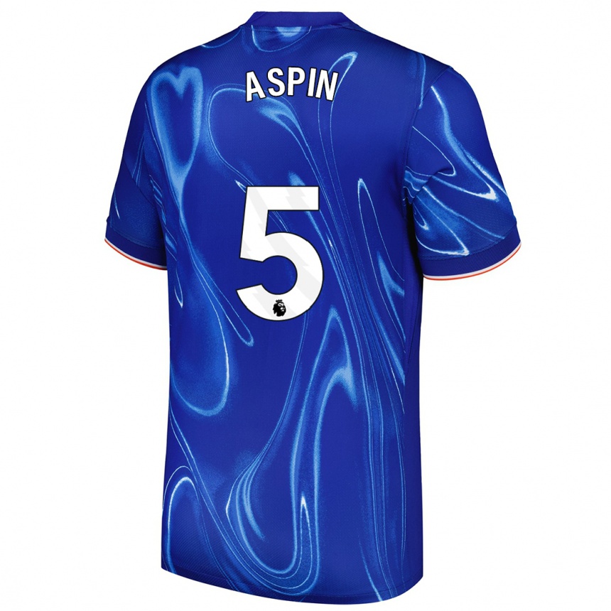 Enfant Football Maillot Brooke Aspin #5 Bleu Blanc Tenues Domicile 2024/25