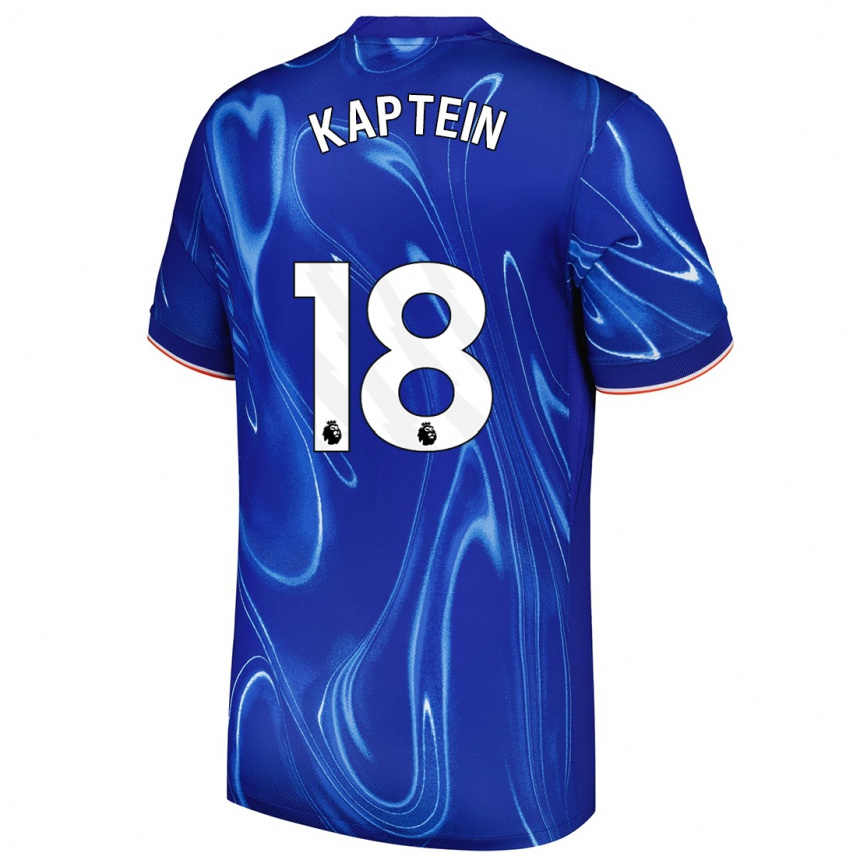 Enfant Football Maillot Wieke Kaptein #18 Bleu Blanc Tenues Domicile 2024/25