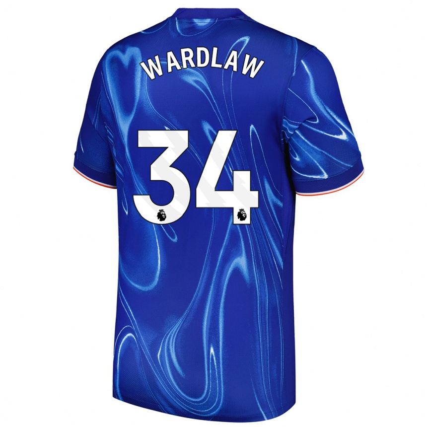 Enfant Football Maillot Charlotte Wardlaw #34 Bleu Blanc Tenues Domicile 2024/25