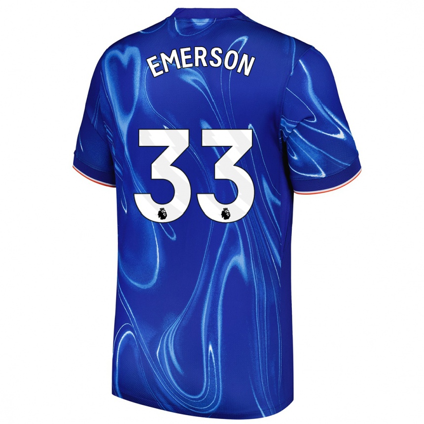 Enfant Football Maillot Emerson #33 Bleu Blanc Tenues Domicile 2024/25