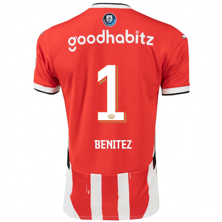 Enfant Football Maillot Walter Benítez #1 Rouge Blanc Tenues Domicile 2024/25