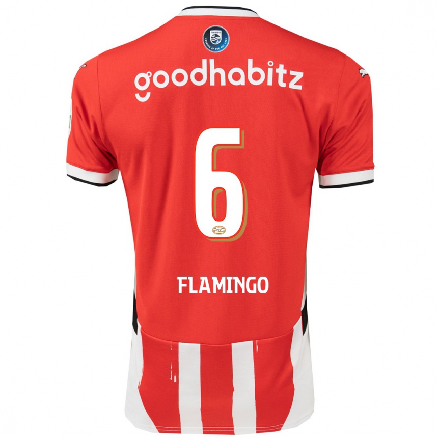 Enfant Football Maillot Ryan Flamingo #6 Rouge Blanc Tenues Domicile 2024/25