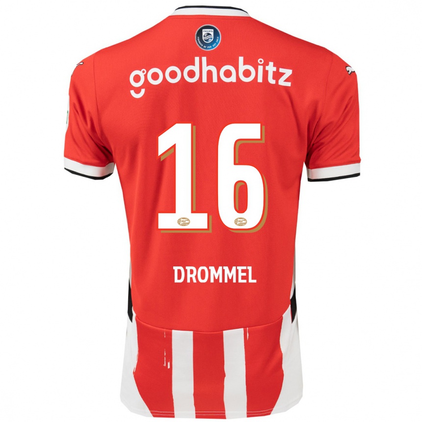 Enfant Football Maillot Joël Drommel #16 Rouge Blanc Tenues Domicile 2024/25