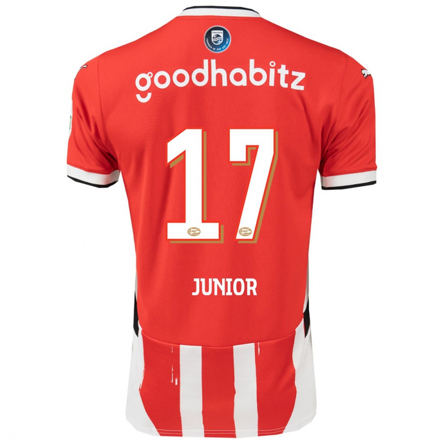 Enfant Football Maillot Mauro Júnior #17 Rouge Blanc Tenues Domicile 2024/25