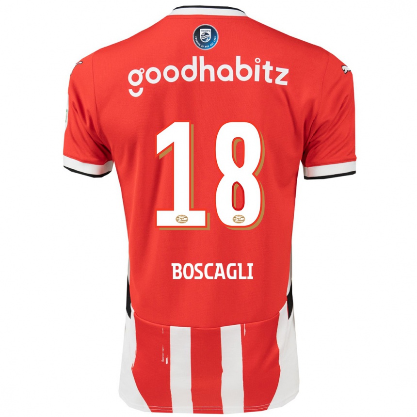 Enfant Football Maillot Olivier Boscagli #18 Rouge Blanc Tenues Domicile 2024/25