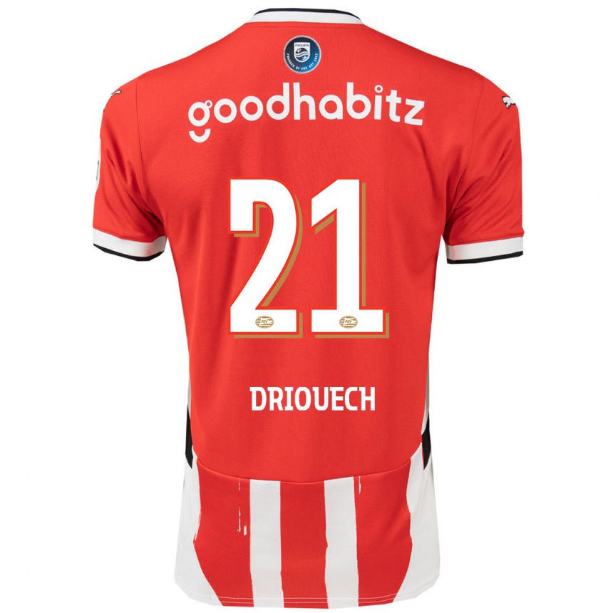 Enfant Football Maillot Couhaib Driouech #21 Rouge Blanc Tenues Domicile 2024/25