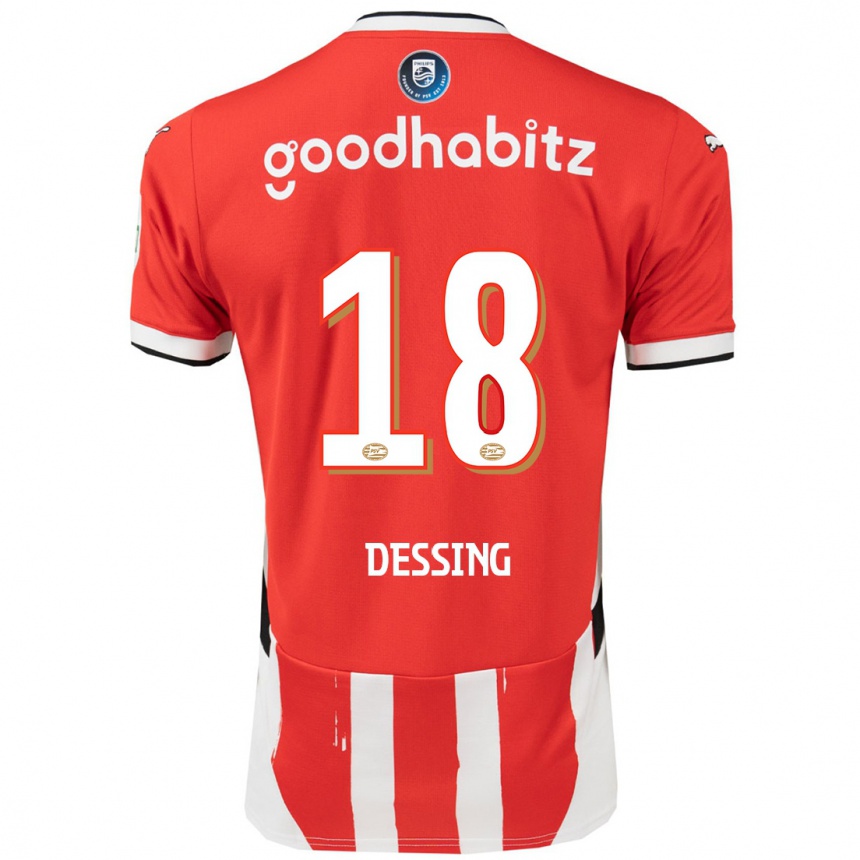 Enfant Football Maillot Shanique Dessing #18 Rouge Blanc Tenues Domicile 2024/25