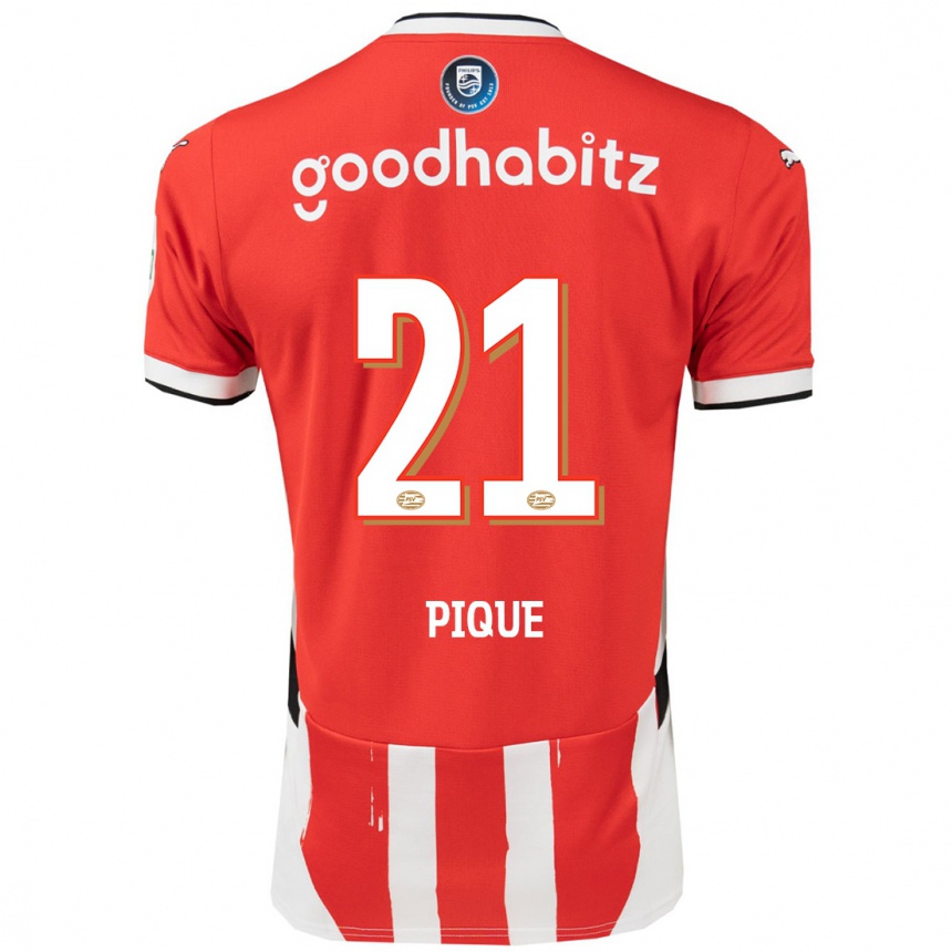 Enfant Football Maillot Naomi Piqué #21 Rouge Blanc Tenues Domicile 2024/25