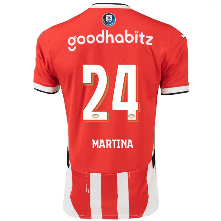 Enfant Football Maillot Shijona Martina #24 Rouge Blanc Tenues Domicile 2024/25