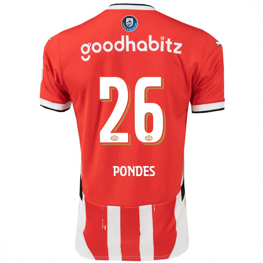 Enfant Football Maillot Moon Pondes #26 Rouge Blanc Tenues Domicile 2024/25