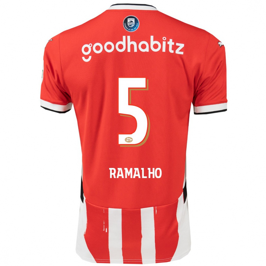 Enfant Football Maillot André Ramalho #5 Rouge Blanc Tenues Domicile 2024/25