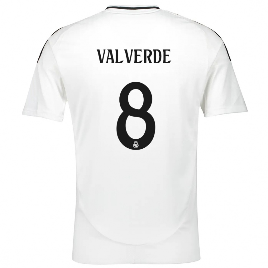 Enfant Football Maillot Federico Valverde #8 Blanc Tenues Domicile 2024/25