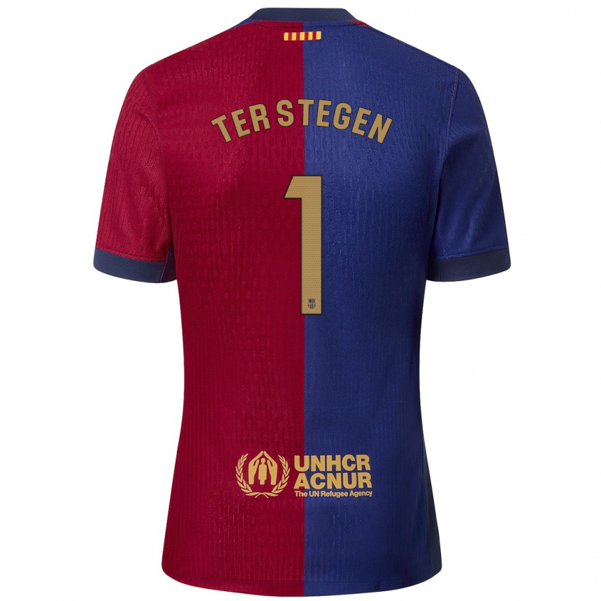 Enfant Football Maillot Marc-Andre Ter Stegen #1 Bleu Rouge Tenues Domicile 2024/25