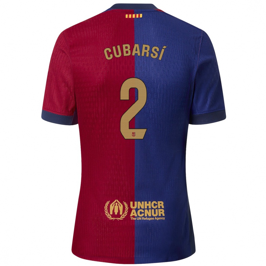 Enfant Football Maillot Pau Cubarsí #2 Bleu Rouge Tenues Domicile 2024/25