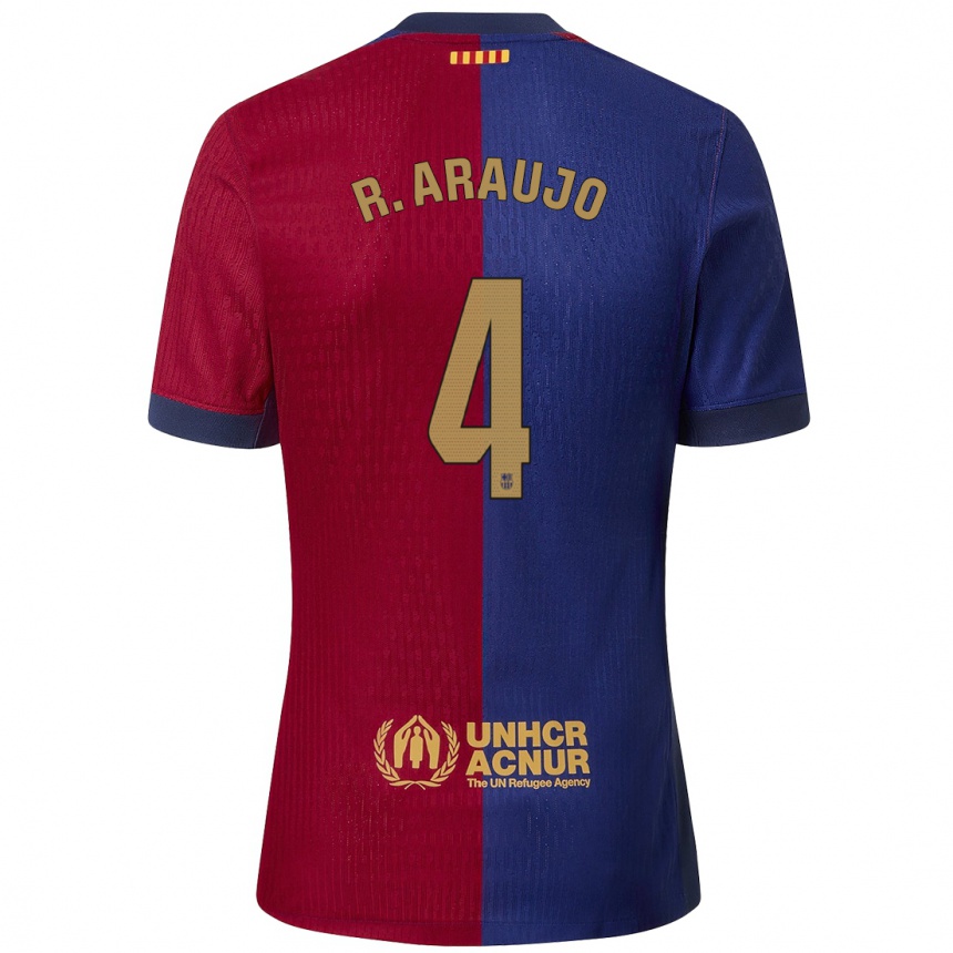 Enfant Football Maillot Ronald Araujo #4 Bleu Rouge Tenues Domicile 2024/25