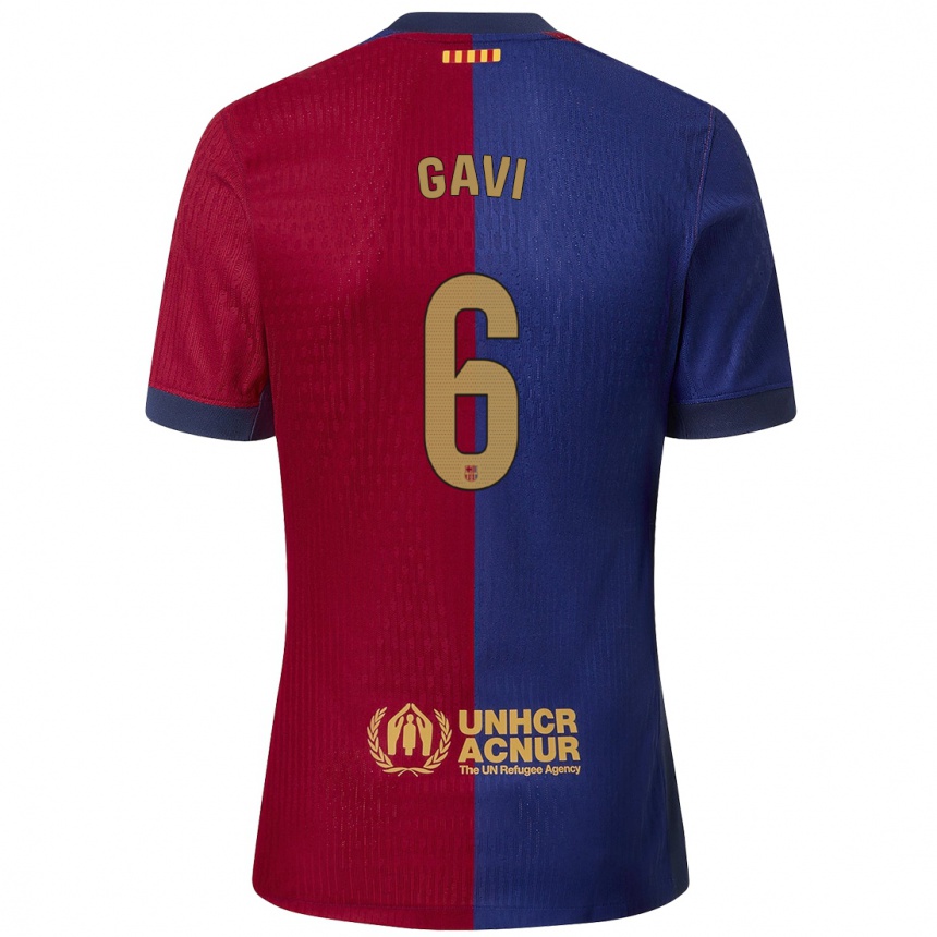 Enfant Football Maillot Gavi #6 Bleu Rouge Tenues Domicile 2024/25