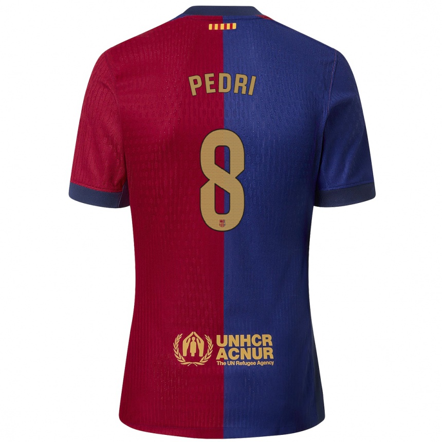 Enfant Football Maillot Pedri #8 Bleu Rouge Tenues Domicile 2024/25