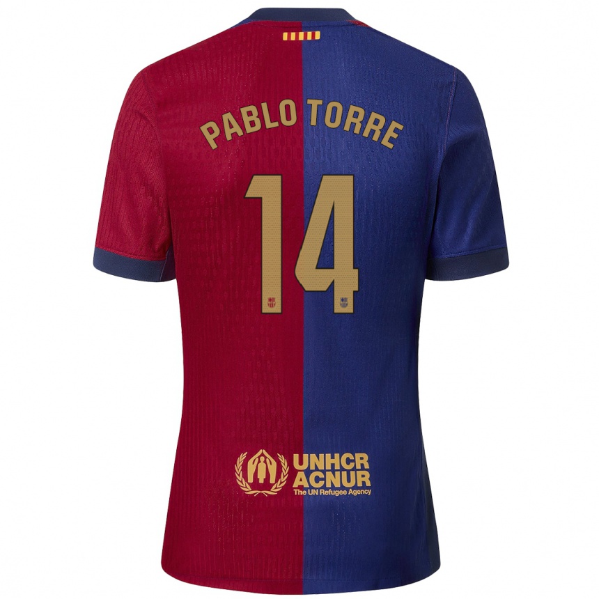 Enfant Football Maillot Pablo Torre #14 Bleu Rouge Tenues Domicile 2024/25