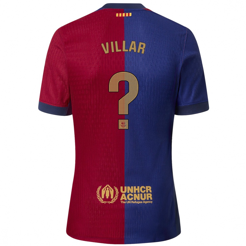 Enfant Football Maillot Pedro Villar #0 Bleu Rouge Tenues Domicile 2024/25