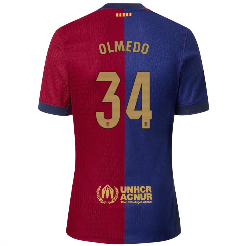 Enfant Football Maillot Alexis Olmedo #34 Bleu Rouge Tenues Domicile 2024/25