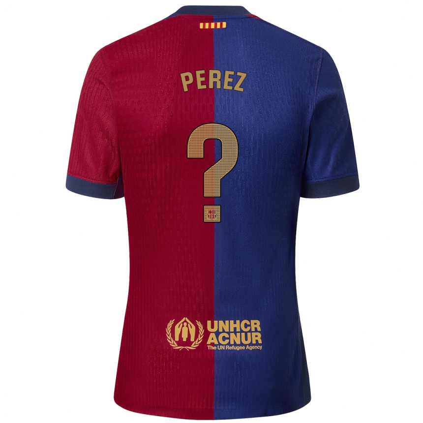 Enfant Football Maillot María Pérez #0 Bleu Rouge Tenues Domicile 2024/25