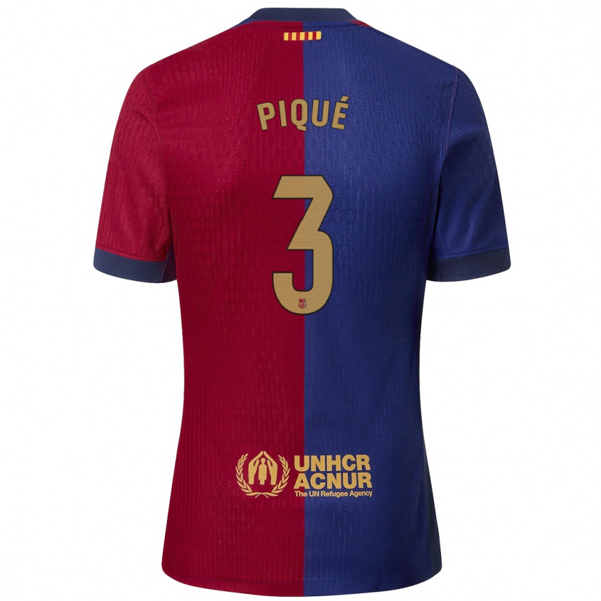 Enfant Football Maillot Gerard Pique #3 Bleu Rouge Tenues Domicile 2024/25