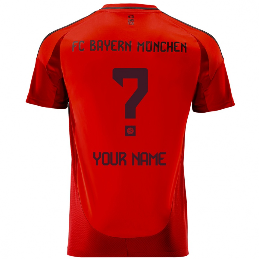 Enfant Football Maillot Votre Nom #0 Rouge Tenues Domicile 2024/25